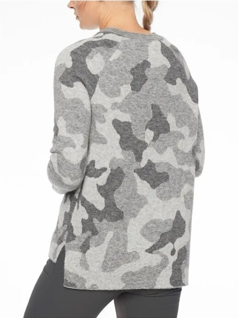 Athleta Undercover Gray Camo Crewneck Sweater - Size S - NWOT - Picture 2 of 7